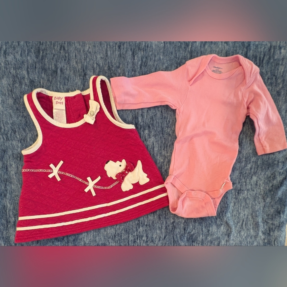 Baby Pink Dress and Pink Onesie Set